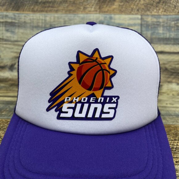 Phoenix Suns Mens Trucker Hat Purple Snapback Retro Logo Basketball Baseball Cap - Picture 3 of 7